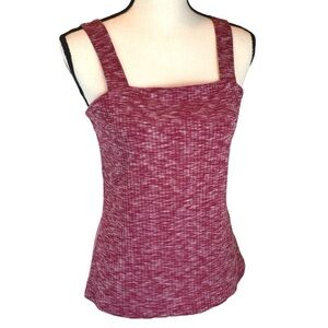 Bobeau Cranberry Ribbed‎ Marl Knit Stretchy Tank Top - Small NEW